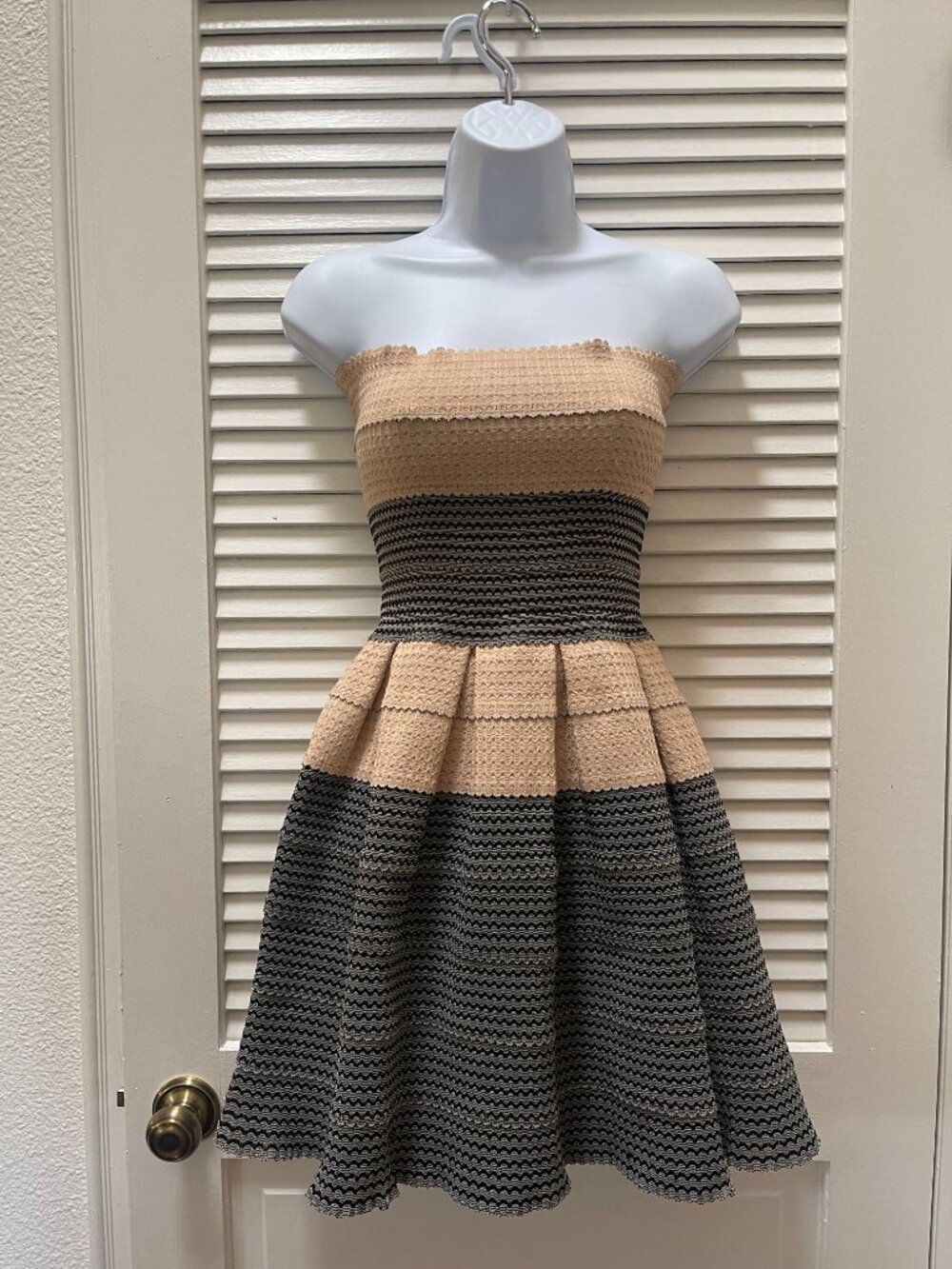 Pleasure Doing Business Strapless Textured Fit & Flare Dress XS - Picture 2 of 10